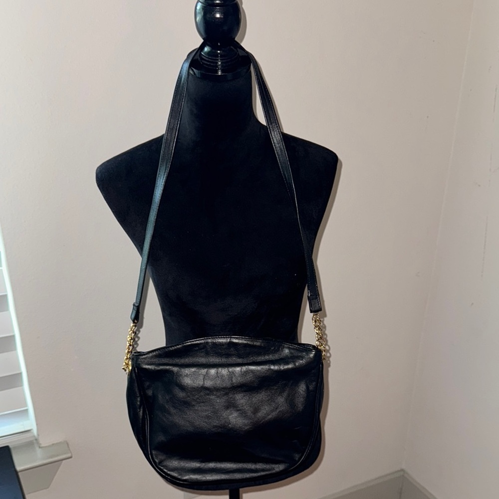 Gianni Bernini black leather shoulder bag purse
